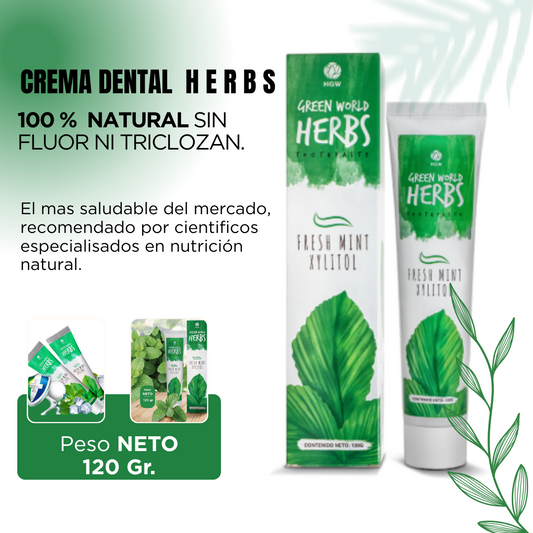 CREMA DENTAL H E R B S  120GR / NATURAL SIN FLUOR NI TRICLOZAN